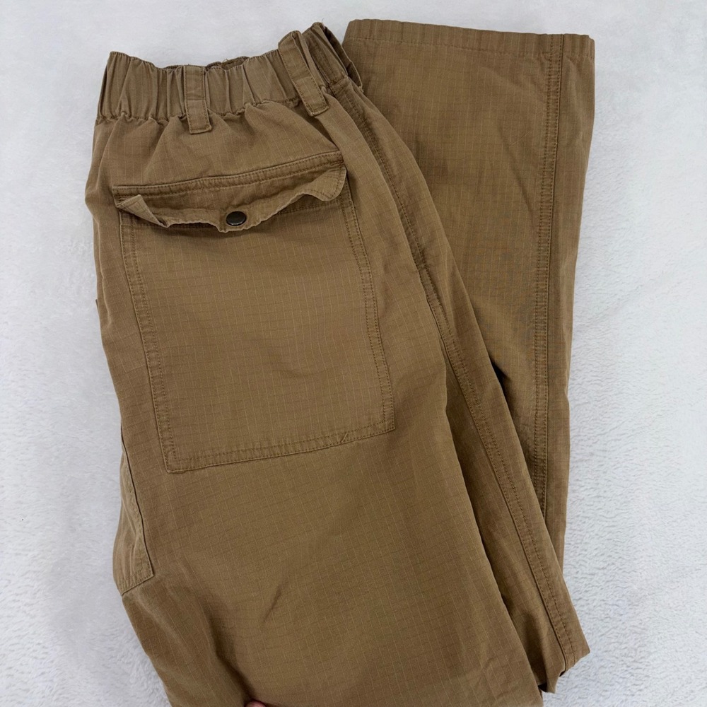J. Peterman Mens Ripstop Cargo Pants Brown Cotton Elastic Waist Size 34